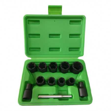 SET DE DOUILLES TWIST 3/8" EXTRACTION D'ECROUS ENDOMMAGÉS 6-19MM 52962 SET DE DOUILLES TWIST 3/8" EXTRACTION D'ECROUS ENDOMMAGÉS 6-19MM 52962