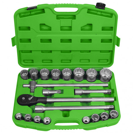 COFFRET DE DOUILLES 21 PIECES CLIQUET DE 3/4 POUCE 12 PANS 53728 COFFRET DE DOUILLES 21 PIECES CLIQUET DE 3/4 POUCE 12 PANS 53728