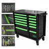 SERVANTE AVEC DOUBLE COLONNE DE TIROIRS - AVEC MODULES D'OUTILS - VERTE 53939