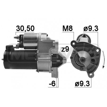 Démarreur Citroen Berlingo C2 C3 C4 Xsara, Peugeot 106 205 206 306 307 309 405 Bipper Partner 220044A MESSMER VH