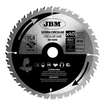 SCIE CIRCULAIRE, 40 DENTS, 185 mm, A METAL. POUR REF. 60022 14990 SCIE CIRCULAIRE, 40 DENTS, 185 mm, A METAL. POUR REF. 60022 14990