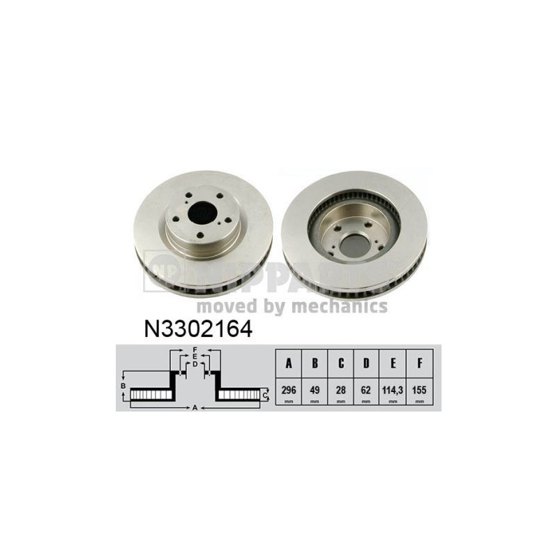 Jeu de deux disques de frein Lexus ES, Toyota Auris Camry Mirai Prius RAV4 N3302164 NIPPARTS VH