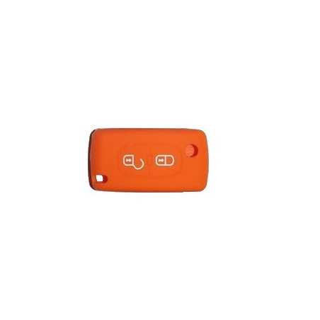 Protection silicone Coque de Clef 2 Boutons Orange - Citroen 19501O Protection silicone Coque de Clef 2 Boutons Orange - Citroen 19501O