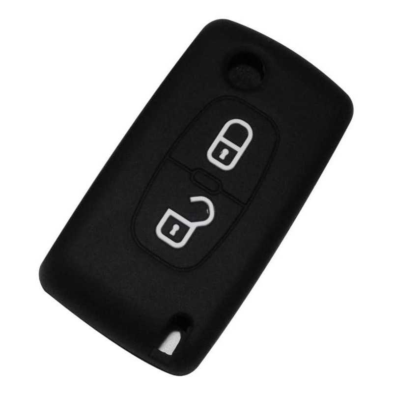 Protection silicone de Coque Clef 2 Boutons Noir - Citroen 19501N