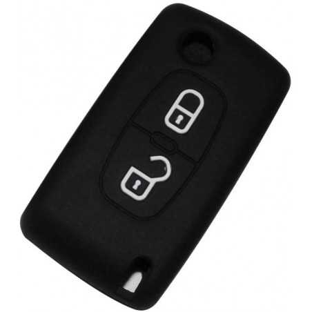 Protection silicone de Coque Clef 2 Boutons Noir - Citroen 19501N