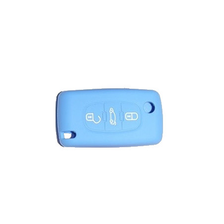 Protection silicone de Coque Clef 3 Boutons Bleu - Citroen 19502B