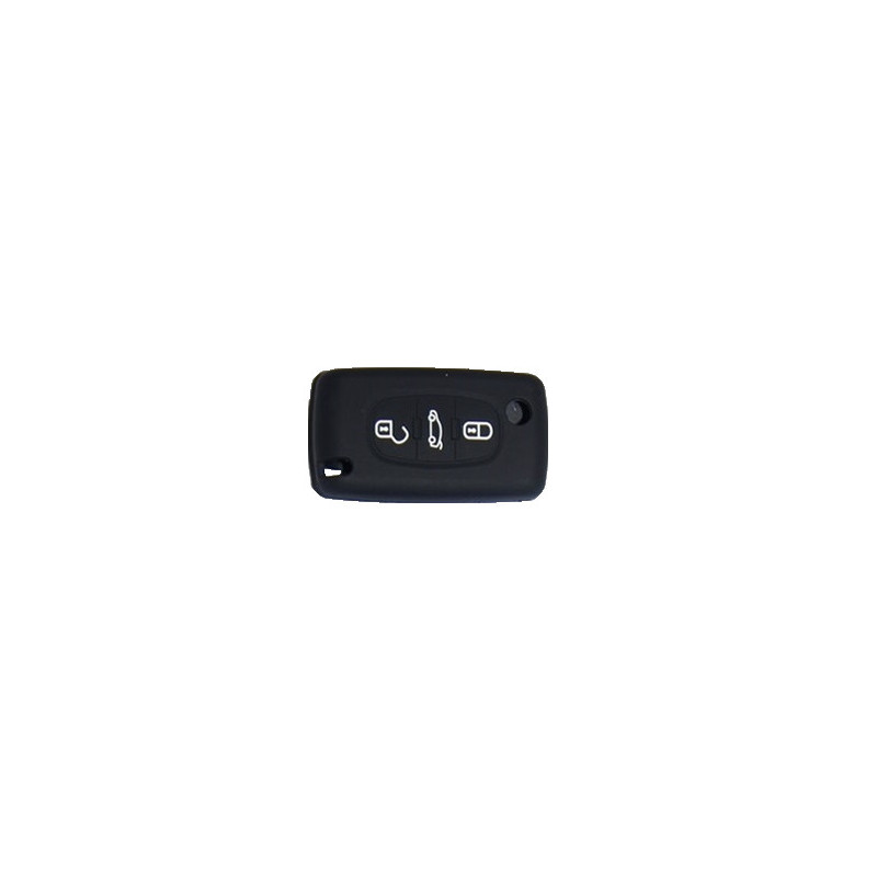 Protection silicone de Coque Clef 3 Boutons Noir - Citroen 19502N