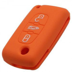 Protection silicone de Coque Clef 3 Boutons Orange - Citroen 19502O