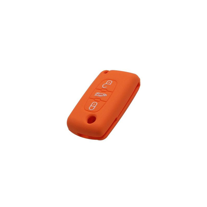 Protection silicone de Coque Clef 3 Boutons Orange - Citroen 19502O