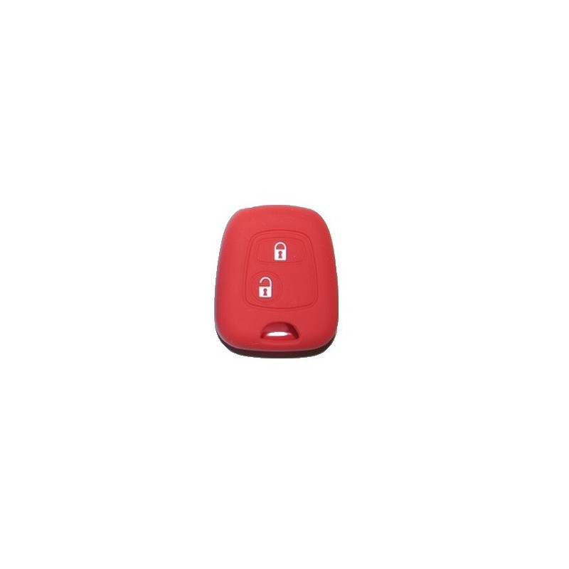Protection silicone de Coque Clef 2 Boutons Rouge - Peugeot 19503R