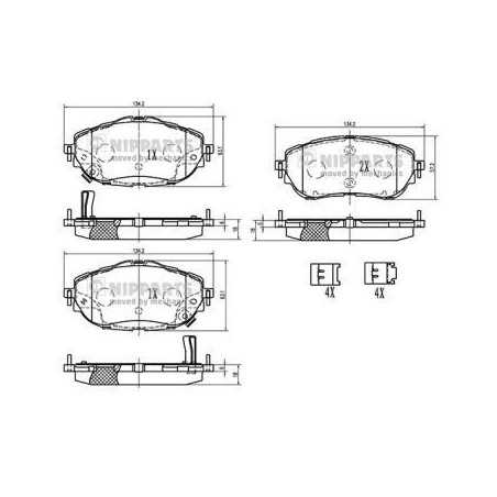 Jeu de 4 plaquettes de frein avant Toyota Auris Corolla N3602150