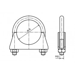 Collier de serrage échappement universel M8 40mm 748040